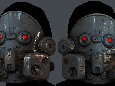 Gas mask helmet 3d model scifi  Low-poly 3D model 2