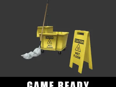 Mop Bucket Game Ready Low-poly 3D model