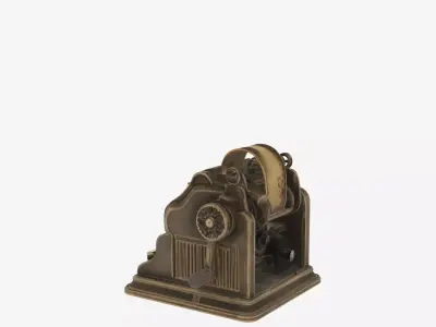 Classic 3D Adding Machine Model Paper Tape and Crank Handle 3D model