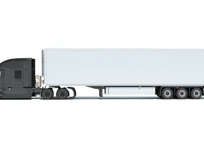 Truck with Refrigerator Trailer 3D model
