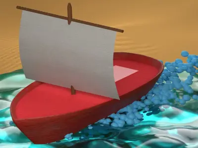 Boat on sea animation 3D model