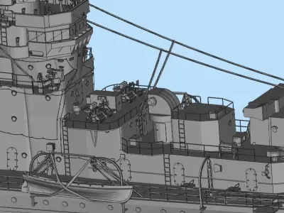 Cruiser ship Low-poly 3D model