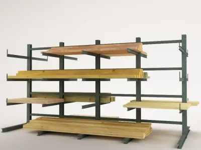 Steel Rack Storage System  01 Low-poly 3D model