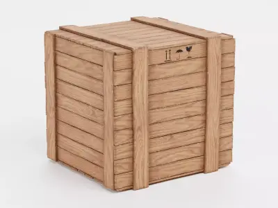 Wooden Crate V10 - Storage Box with Packaging Icons 3D model
