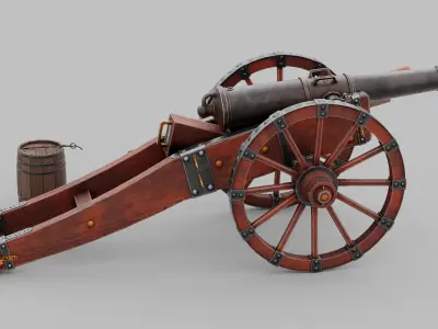 O Kit 01 Cannon Kit 01 of 05 iron buccaneer cannon Low-poly 3D model