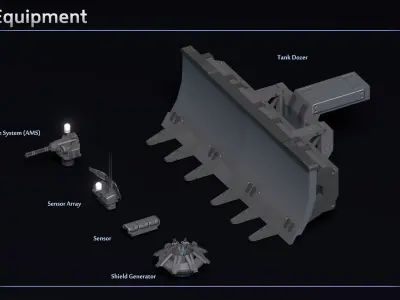 Scifi Tank Modular Equipment Low-poly 3D model