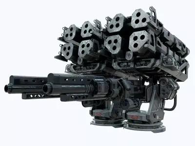 scifi Machine Gun  Low-poly 3D model