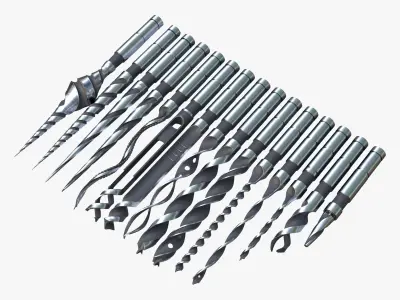 Drill Bit Set Industrial 15 Types 3D model