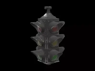 quadruple traffic lights 02 3D model