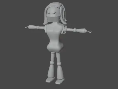 Xenith  A Low-Poly Robot girl Low-poly 3D model