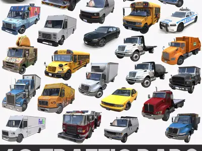 2000s traffic cars collection 3D Model Pack