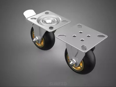 PAIR SET SWIVEL FIXED RIGID CASTER CASTOR ROLLER WHEEL TIRE LOCK 3D model