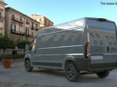 Fiat Ducato Medium Van Gray Color Simplified 3D model