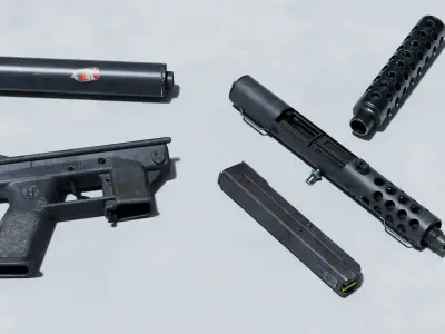 Tec-9 with full internals Low-poly 3D model