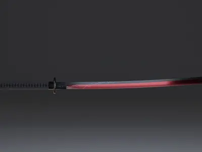 Game-ready Katana high quality Low-poly 3D model