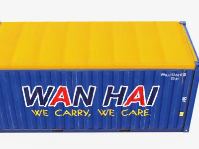 20ft Wan Hai Open Top shipping Container 3D model