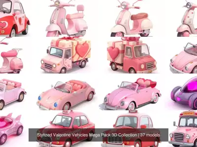 Stylized Valentine Vehicles Mega Pack 3D Collection