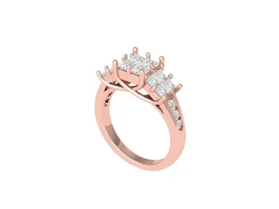 Princess Art Deco Ring 3D print model 2