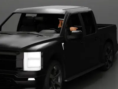 Gangster in hat driving a car and holding gun 3D print model