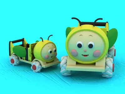 3D Cute Caterpillar Toy Car with Playful Design 3D print model