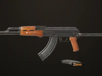 4 Assault Rifle All PBR Unity UE Textures Included 3D Model Pack