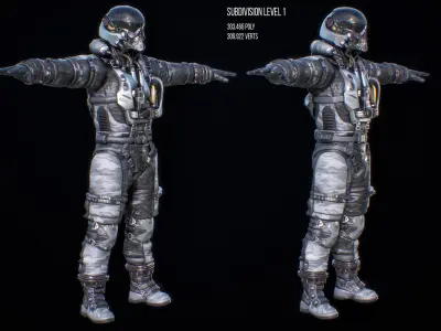 Sci-Fi Military Pilot Character PBR 3D model