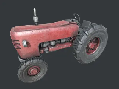 Old Tractor PBR Low-poly 3D model