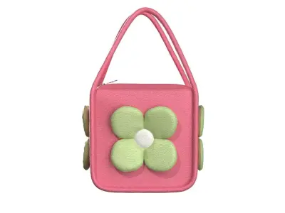 Pink Leather Flower Box Bag 3D model