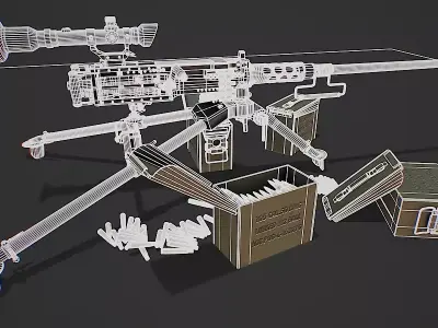 Army machine gun with optical sight Free 3D model