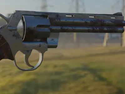 Rusty Old Colt Python 357 mag Revolver Low-poly 3D model