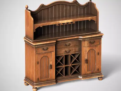 Antique Bureau Low-poly 3D model