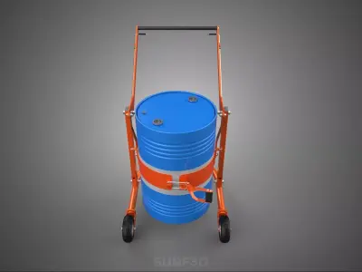 OIL DRUM BARREL TRANSPORT TROLLEY CARRIER LIFTER CART DOLLY LOAD 3D model