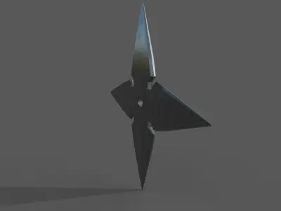 Shiriken Low-poly 3D model metal cross Low-poly 3D model