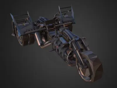 Low Polygon Art Steampunk Treble Bike Low-poly 3D model