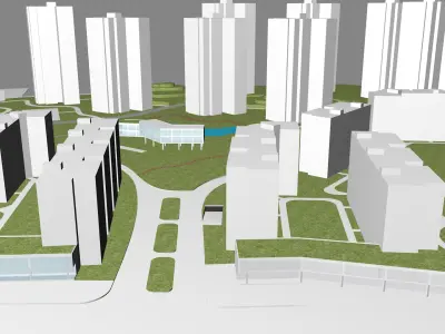 Urban highrise building building ancillary building commercial 3D model shop
