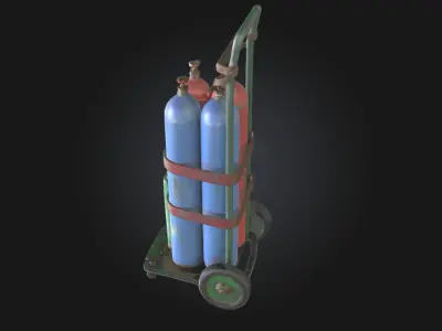 Gas Cylinder Cart  Industrial Mobility for Heavy-Duty Tasks 3D model