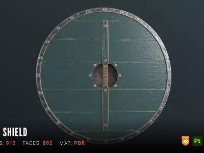 Viking Shield Low-poly 3D model 38