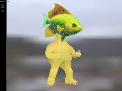3D cartoon fishhead man game character download 3D model