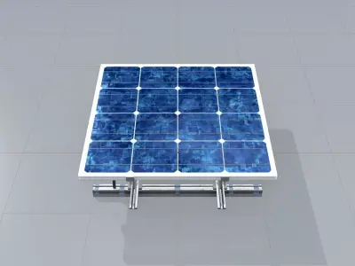 Solar module version 3 2x2m tilt angle 0 degrees with stand Low-poly 3D model