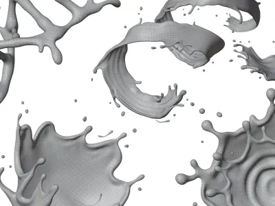  Splash Milk 20 Files 3D Model Collection 