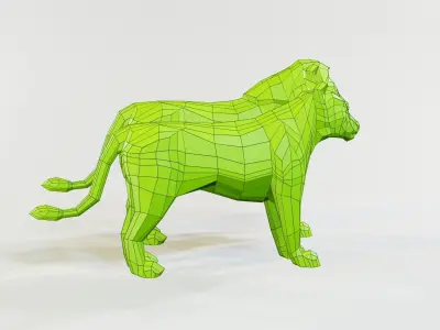 Lion Pair Low-poly 3D model