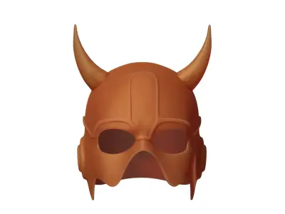 Stylized Devil Horn Helmet - 3D Printable Mask Two Part Design 3D print model