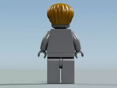 Leon RE4 Remake Style Layered Hair LEGO Minifigure 3D Hair Piece 3D model