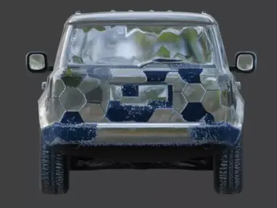 Realistic Sci-Fi Arctic Hex-Camo SUV Low-poly 3D model