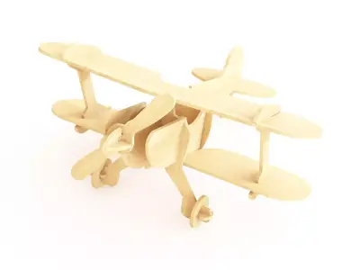 Wooden toy biplane 08 3D model