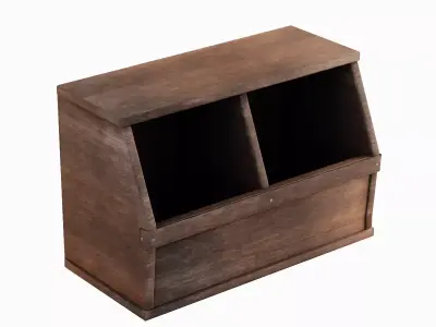 Wooden Storage Bin 03 Low-poly 3D model