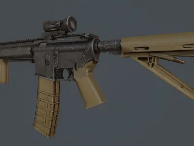 Assault Rifle l119a2 Low-poly 3D model