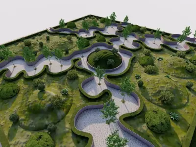 public park-Private Park Landscape 3D model 5