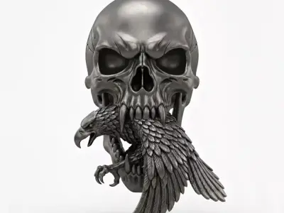 Pendant Eagle Skull Pendant Gold Pendant Hiphop Antique  3D print model