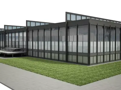 Modern Glass Office Building 3D model